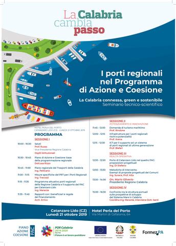 "I porti regionali nel Programma di Azione e Coesione. La Calabria connessa, green e sostenibile":