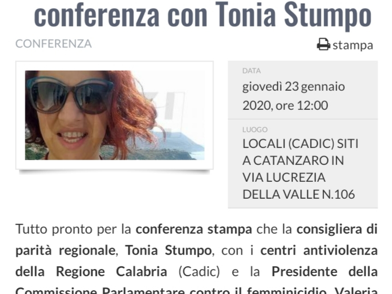 Conferenza stampa della Consigliera di Parità