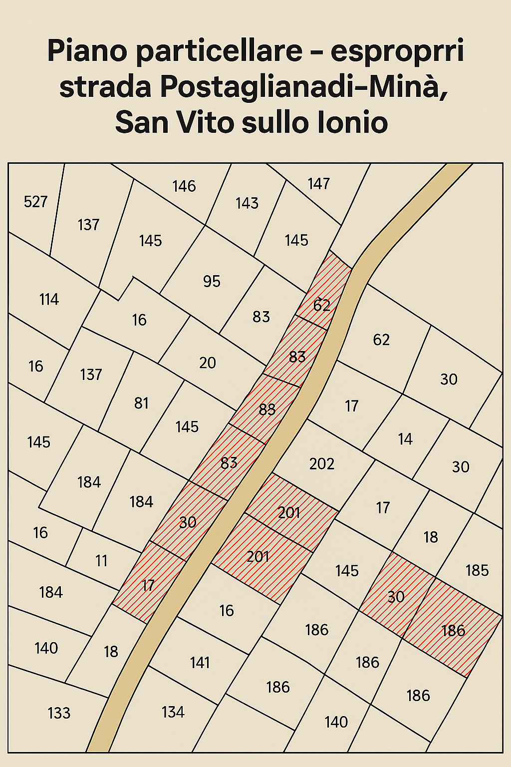 Mappa espropriativa per lavori pubblici a San Vito sullo Ionio