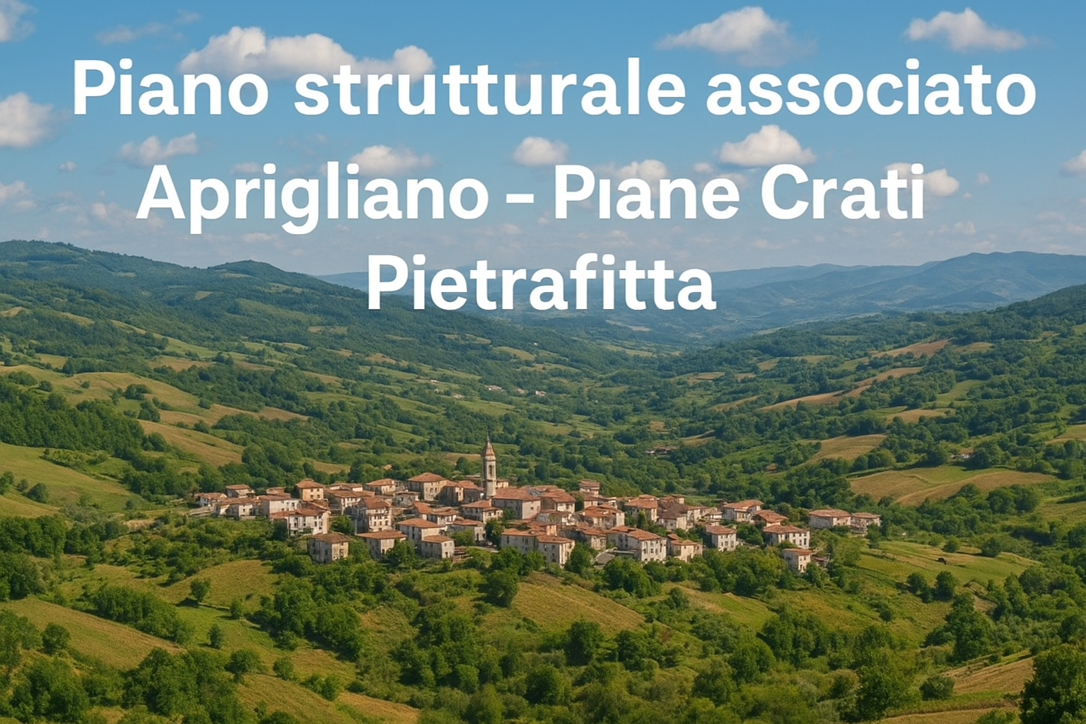 Panorama dei Comuni di Aprigliano, Piane Crati e Pietrafitta coinvolti nel Piano strutturale associato.